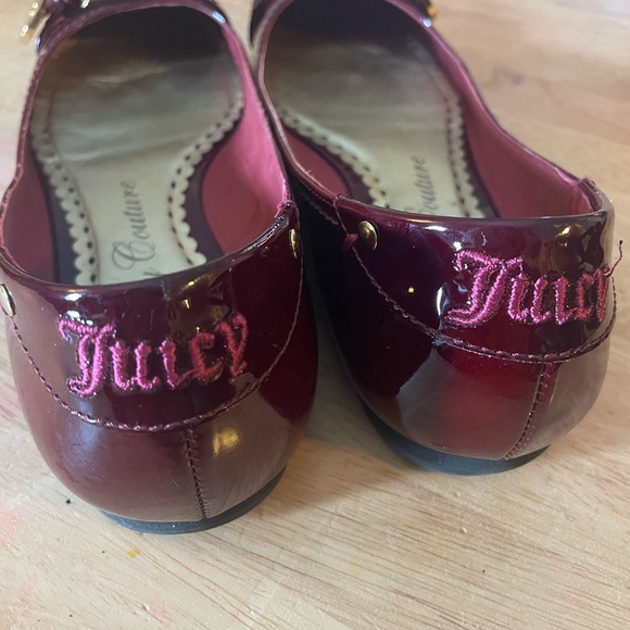 Juicy Couture Patent Leather Maroon Flats with Gold Accent - Picture 8 of 12
